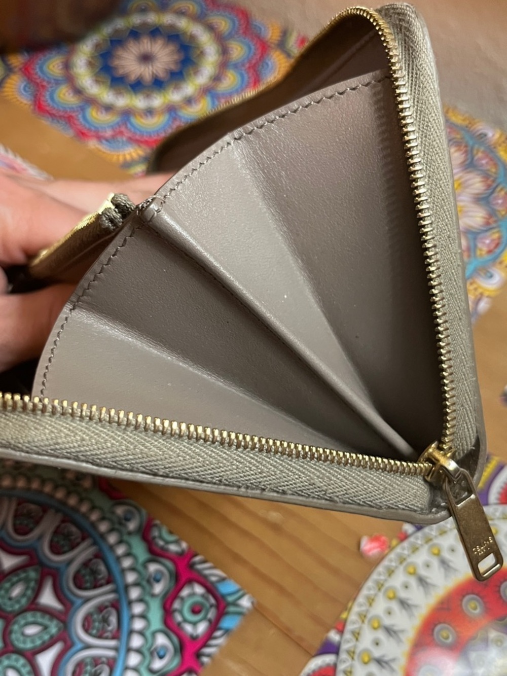 Celine Saffiano Leather Zip Wallet in Taupe - Picture 6 of 12